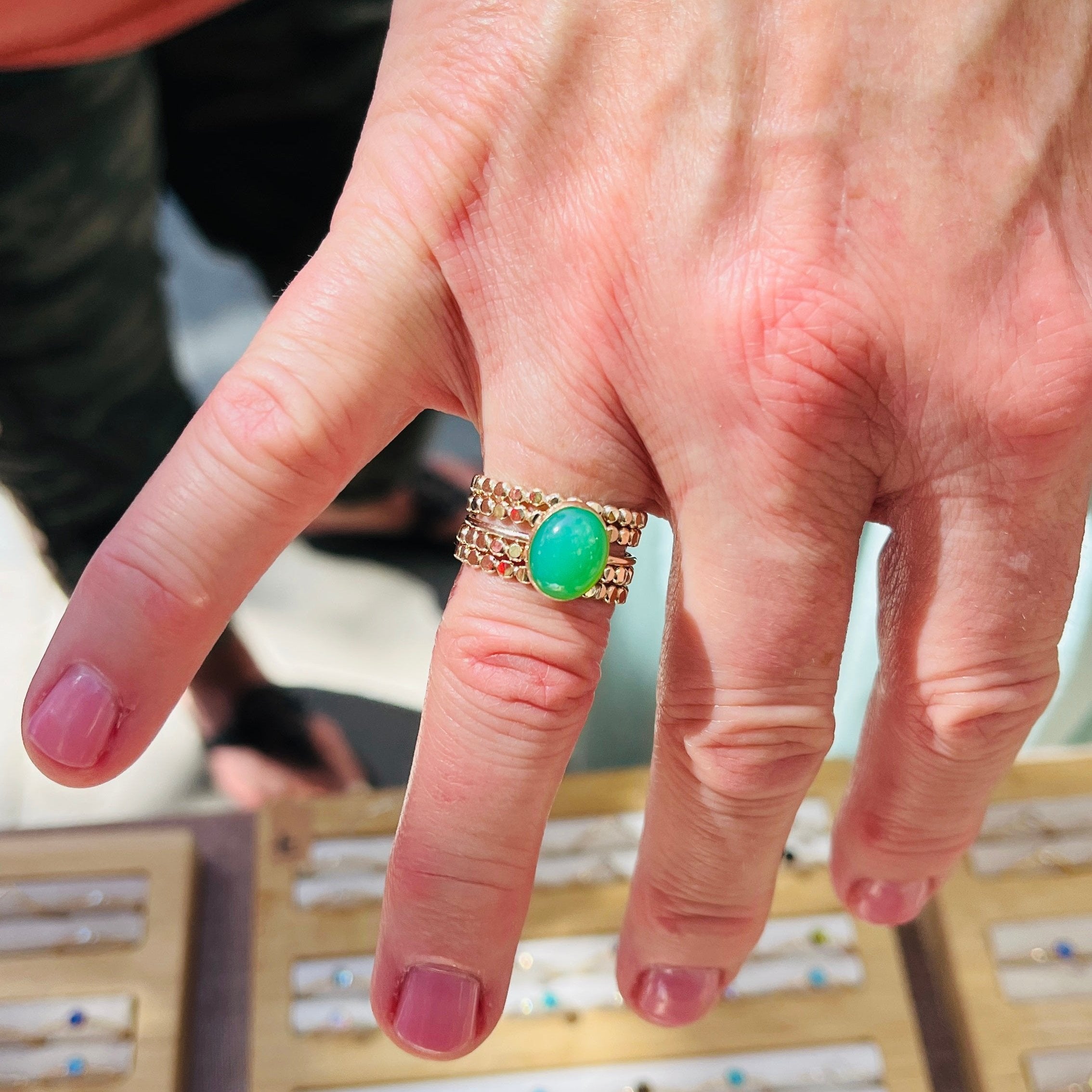CHRYSOPRASE OVAL RING